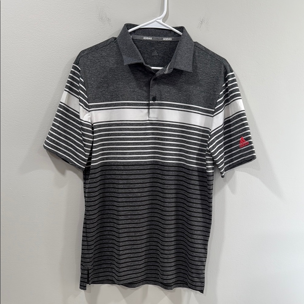 Adidas Men's Grey Striped Polo Shirt Size Small EUC